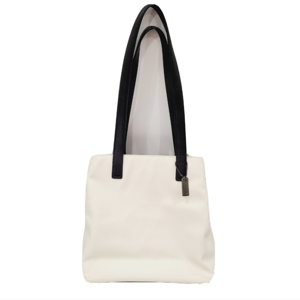 COACH Mercer Nylon & Leather Black & White Shoulder Bag Tote 7411